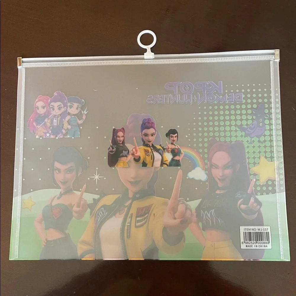 K-pop demon hunters Themed large Transparent Pouches folders new 4 plastic vinyl